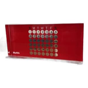 MoMa Acrylic Perpetual Calendar Red Tabletop
